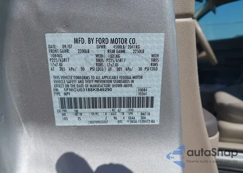 2008 Ford Escape Xlt из США, поврежденный, VIN 1FMCU03188KB49290